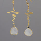 INATURE 925 Sterling Silver Natural Blue Amazonite Geometric Water Drop Earrings