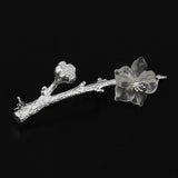 INATURE 925 Sterling Silver Natural Crystal Flower Brooches