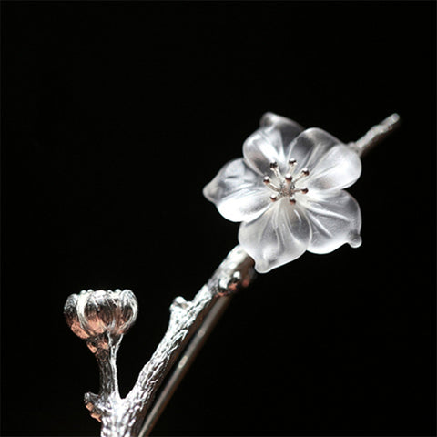 INATURE 925 Sterling Silver Natural Crystal Flower Brooches