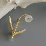 INATURE 925 Sterling Silver Natural Crystal Lily of the Valley Flower Brooch Pin