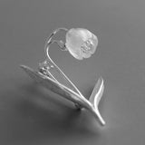 INATURE 925 Sterling Silver Natural Crystal Lily of the Valley Flower Brooch Pin