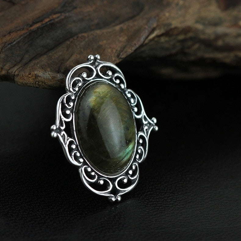 INATURE 925 Sterling Silver Natural Labradorite Brooch Pins