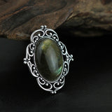INATURE 925 Sterling Silver Natural Labradorite Brooch Pins