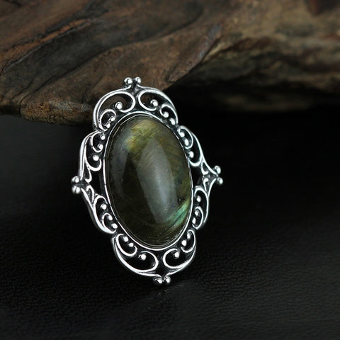 INATURE 925 Sterling Silver Natural Labradorite Brooch Pins