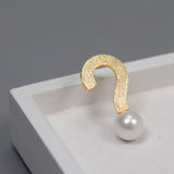 INATURE 925 Sterling Silver Natural Pearl Pin Question Mark Brooches