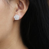 INATURE 925 Sterling Silver Natural Shell Begonia Flower Stud Earrings