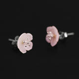 INATURE 925 Sterling Silver Natural Shell Begonia Flower Stud Earrings