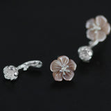 INATURE 925 Sterling Silver Natural Shell Begonia Flower Stud Earrings