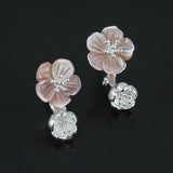 INATURE 925 Sterling Silver Natural Shell Begonia Flower Stud Earrings