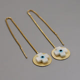 INATURE 925 Sterling Silver Natural Shell Cross Stud Earrings