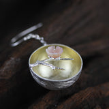 INATURE 925 Sterling Silver Natural Shell Plum Flower Vintage Drop Earrings