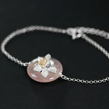 INATURE 925 Sterling Silver Natural Stone Lotus Flower Bracelets