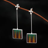 INATURE 925 Sterling Silver Natural Stone The City of Gaudi Square Drop Earrings