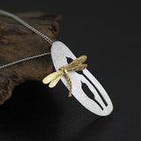 INATURE 925 Sterling Silver Necklace Elegant Dragonfly Flower Leaf Pendant Necklaces