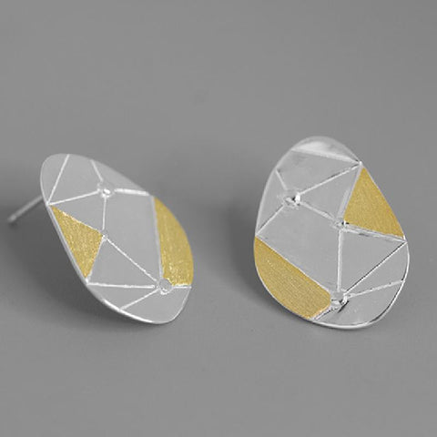 INATURE 925 Sterling Silver Personality Geometric Line Stud Earrings