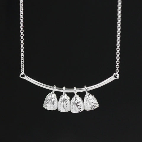 INATURE Sterling Silver Punk Fish Bell Chain Clavicle Necklace