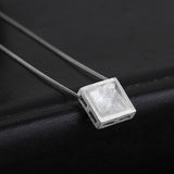 INATURE 925 Sterling Silver Pyramid  Pendant Natural Crystal Necklace