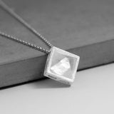 INATURE 925 Sterling Silver Pyramid  Pendant Natural Crystal Necklace