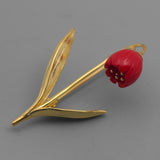 INATURE 925 Sterling Silver Red Coral Lily Of The Valley Flower Brooch Pins