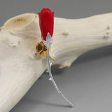 INATURE 925 Sterling Silver Red Coral Magnolia Flower Brooch Pin