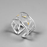 INATURE 925 Sterling Silver Ring Bird on Window Open Finger Rings