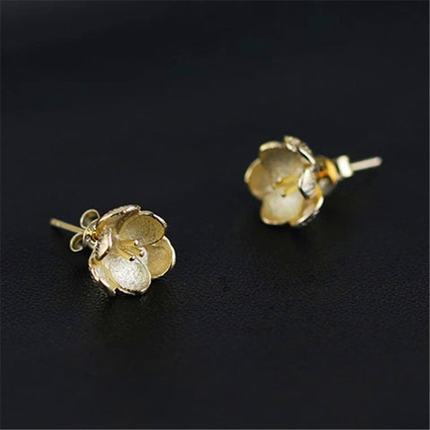 INATURE 925 Sterling Silver Trendy 3D Flower Stud Earrings