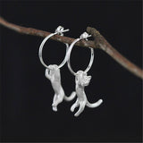INATURE 925 Sterling Silver Trendy Big Kung Fu Cat Drop Earrings