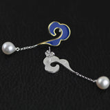 INATURE 925 Sterling Silver Vintage Blue Enamel Cloud Drop Earrings