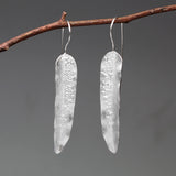 INATURE 925 Sterling Silver Vintage Willow Leaf Long Drop Earrings