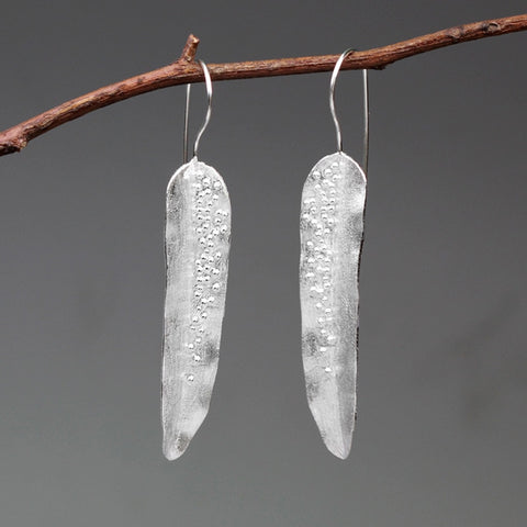 INATURE 925 Sterling Silver Vintage Willow Leaf Long Drop Earrings