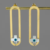 INATURE 925 Sterling Silver White Shell Cross Stud Earrings