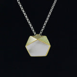 INATURE 925 Sterling Silver White Shell Fashion Geometric Polygon Pendant Necklace