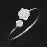 INATURE 925 Sterling Silver White Shell Geometric Open Bangles