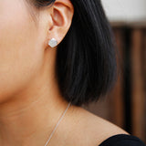 INATURE 925 Sterling Silver White Shell Geometric Polygon Stud Earrings