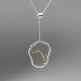 INATURE Sterling Silver Zircon Vintage Bamboo Pendant Necklace