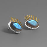 INATURE 925 Sterling Sliver Blue Labradorite Personality Eye Stud Earrings