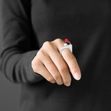 INATURE A Flowering Book 925 Sterling Silver Red Coral Flower Wedding Rings