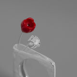 INATURE A Flowering Book 925 Sterling Silver Red Coral Flower Wedding Rings