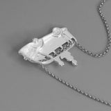 INATURE 925 Sterling Silver Cat & Hippie Van  Pendant Necklace