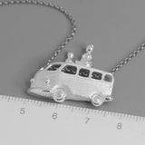 INATURE 925 Sterling Silver Cat & Hippie Van  Pendant Necklace