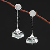 INATURE Cloud Design 925 Sterling Silver Natural Crystal Long Earrings