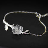 INATURE Diphylleia Sinensis 925 Sterling Silver Natural Crystal Flower Bracelets