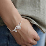 INATURE Diphylleia Sinensis 925 Sterling Silver Natural Crystal Flower Bracelets