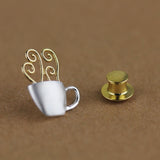 INATURE Elegant 925 Sterling Silver Coffee Cup Brooch Pins