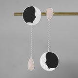 INATURE Good Night 925 Sterling Silver Moon Face Drop Earrings