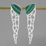 INATURE Luxury 925 Sterling Silver Natural Green Malachite Earrings