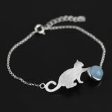 INATURE Natural Blue Aquamarine Cat Bracelets