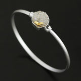 INATURE Natural Crystal Bracelet 925 Sterling Silver Leaf Bangles