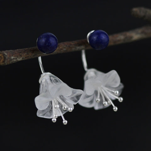 INATURE Natural Crystal Flower Earrings 925 Sterling Silver Earrings