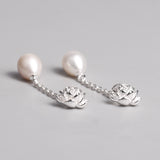 INATURE Natural Freshwater Pearl Earrings Lotus Flower 925 Sterling Silver